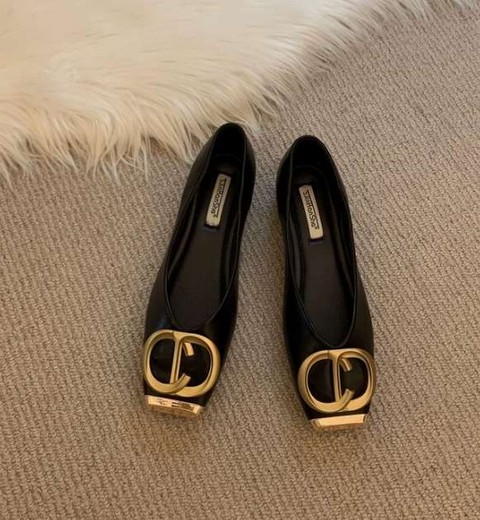 New flat spring French evening style summer square head shallow mouth spring scoop shoes