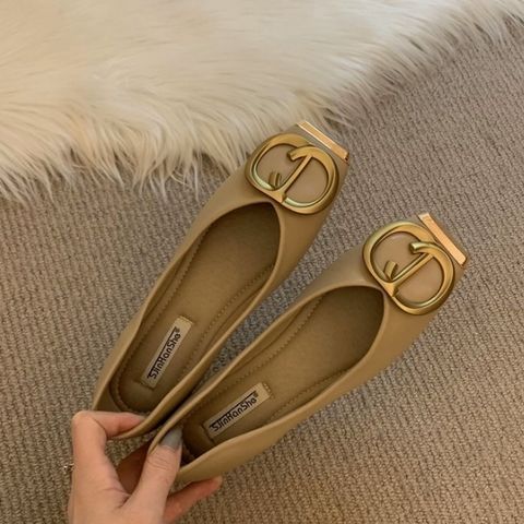 New flat spring French evening style summer square head shallow mouth spring scoop shoes