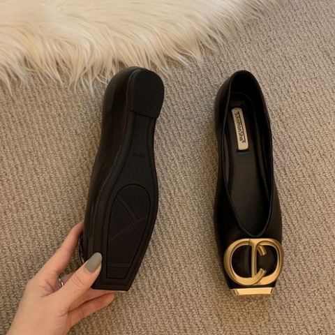 New flat spring French evening style summer square head shallow mouth spring scoop shoes