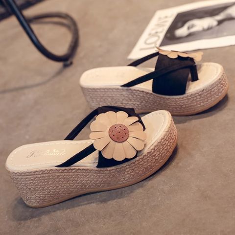 Wedge heel flower women's sandals outdoor women's slippers fashion flip flops