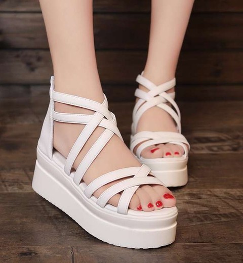 Platform shoes for women thick-soled medium-heeled flat-soled Roman shoes