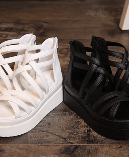 Platform shoes for women thick-soled medium-heeled flat-soled Roman shoes