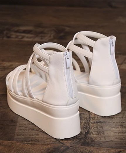 Platform shoes for women thick-soled medium-heeled flat-soled Roman shoes