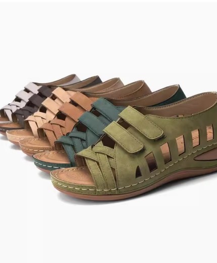 Hot-selling large-size women's shoes wedge heel hollow hole shoes