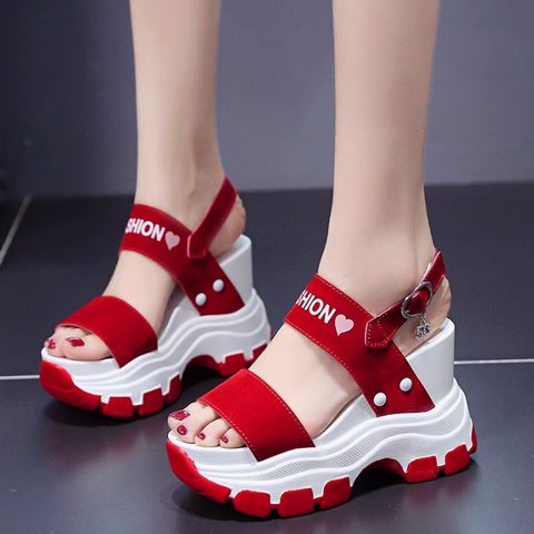 Wedge heel sandals for women fairy style platform thick bottom heightening Roman shoes