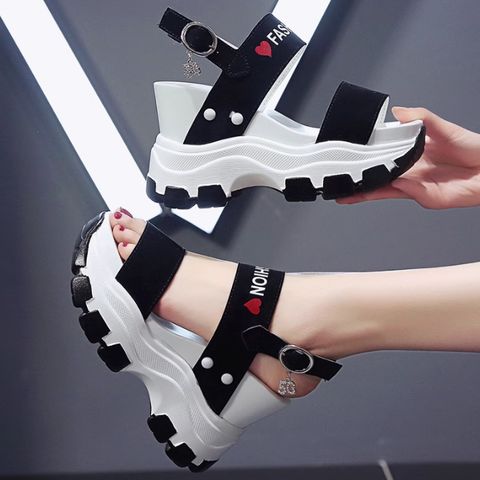 Wedge heel sandals for women fairy style platform thick bottom heightening Roman shoes
