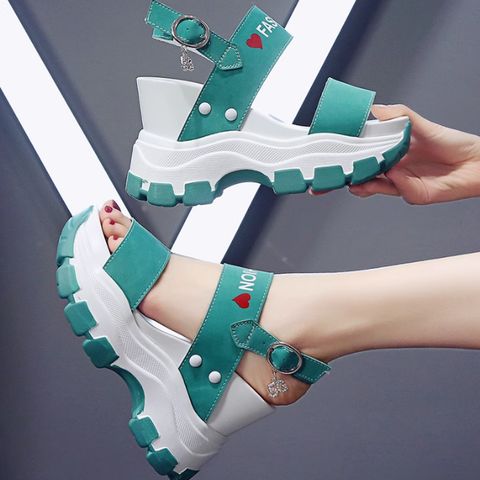 Wedge heel sandals for women fairy style platform thick bottom heightening Roman shoes
