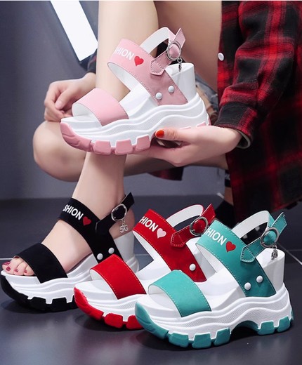 Wedge heel sandals for women fairy style platform thick bottom heightening Roman shoes