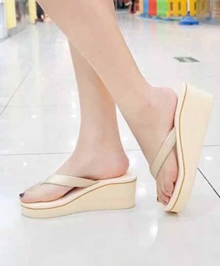 Thick bottom flip flops women's wedge heel platform sandals beach shoes