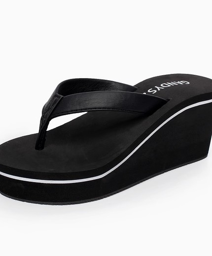 Thick bottom flip flops women's wedge heel platform sandals beach shoes