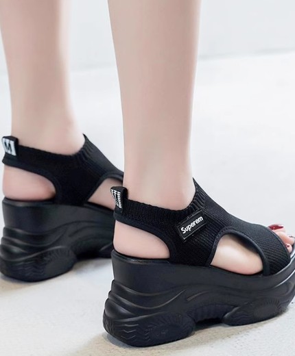 Outer wear thick sole super hot inner height increase fashion casual fish mouth Roman shoes