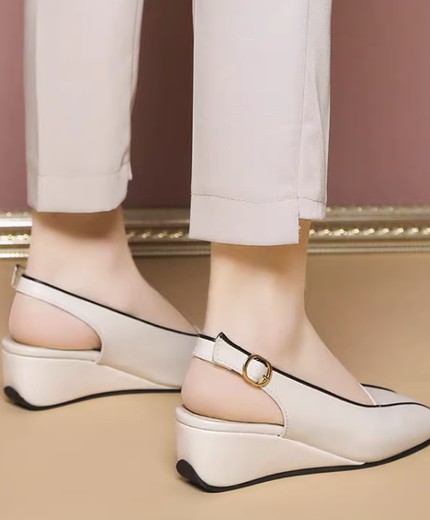 Real Soft Leather Comfortable Leather Shoes Women's Soft Bottom Flat Mom Shoes