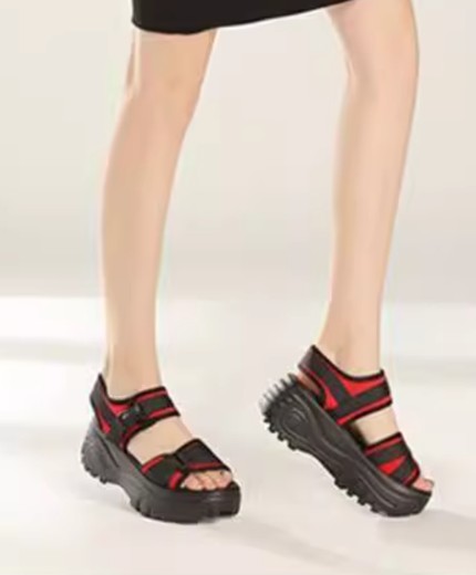 Heightened wedge-heeled platform sports casual Roman rocking beach shoes