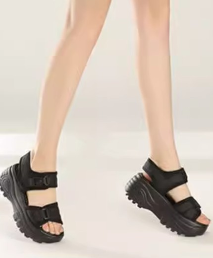 Heightened wedge-heeled platform sports casual Roman rocking beach shoes