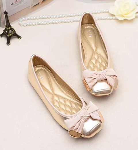 European and American style new sweet bow square head large size shoes flat bottom toe shoes