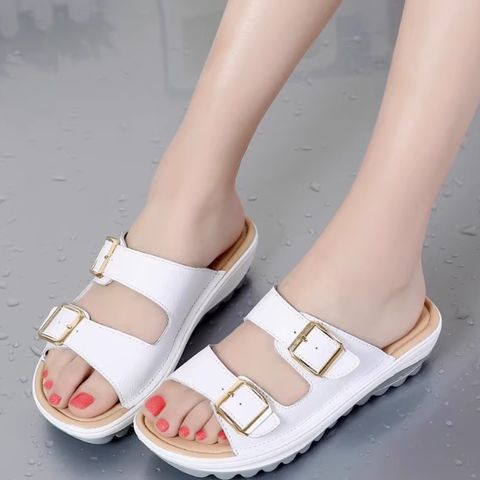 HF [genuine cowhide] women's summer sandals for students Korean version with platform heels