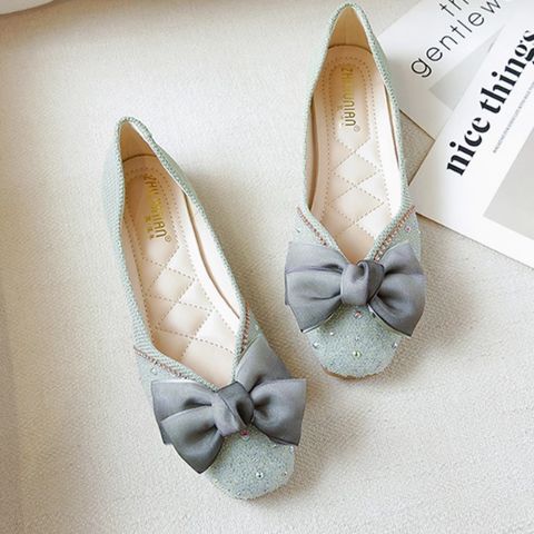 2025 new bow fairy style gentle shallow mouth scoop shoes versatile soft bottom shoes