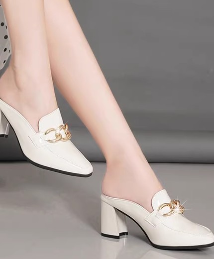 Outdoor wear new high-heeled half-slip single shoes patent leather
