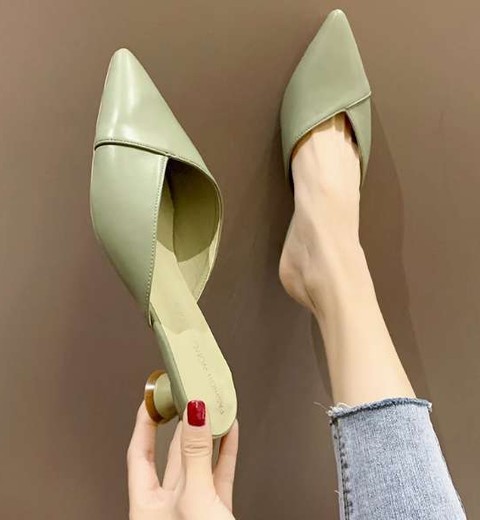 Summer student low heel pointed high heels thick heel versatile sandals