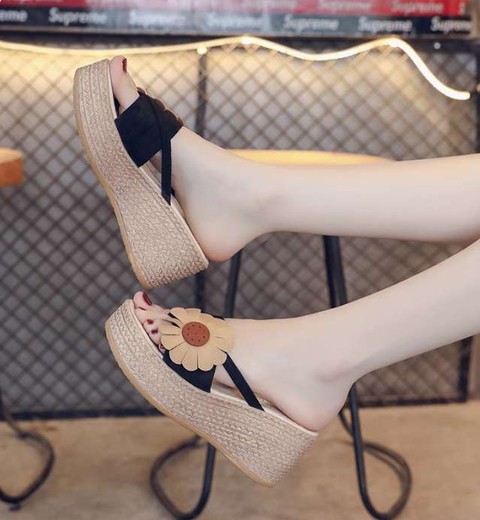 Wedge heel flower women's sandals outdoor women's slippers fashion flip flops