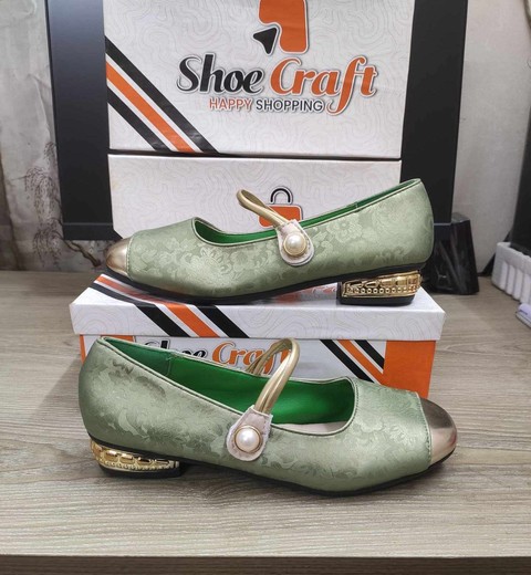 New Green Embroidery Chinese Style Rhinestone French Mary Jane Single Shoes