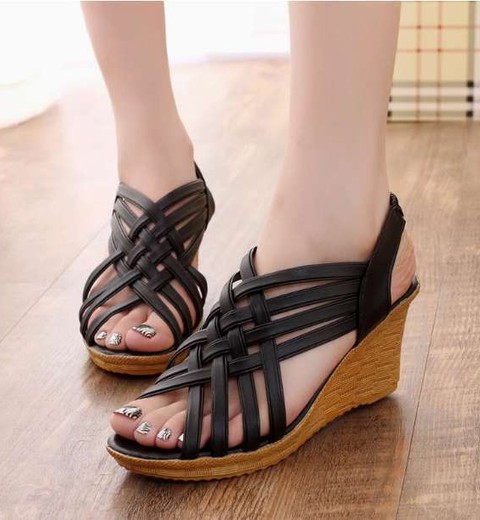 Summer new wedge heel fish mouth shoes platform thick bottom women's casual shoes
