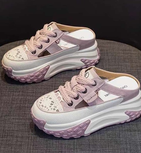 Fashion thick-soled height-enhancing half-slippers for women to wear as outerwear