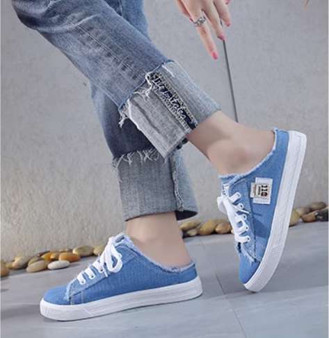 Outerwear new spring and autumn breathable heel-free lazy slip-on flat white shoes