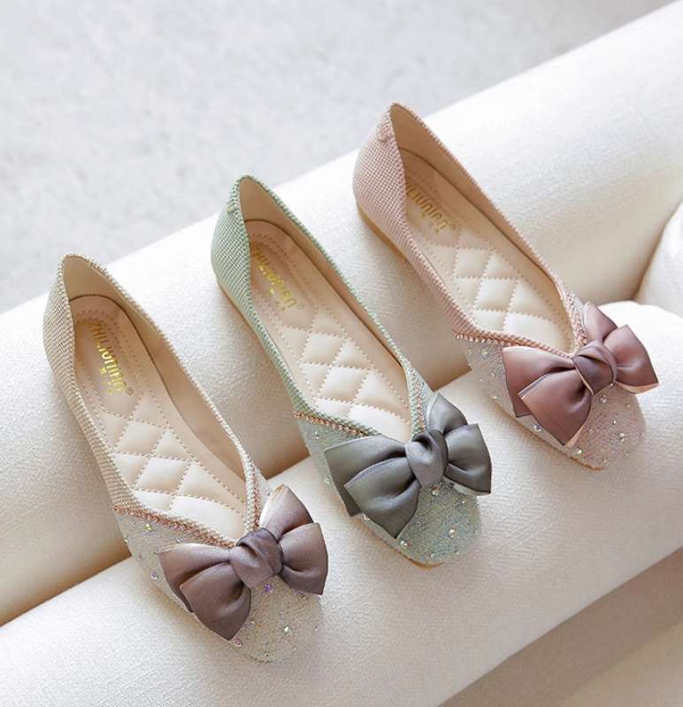 2025 new bow fairy style gentle shallow mouth scoop shoes versatile soft bottom shoes