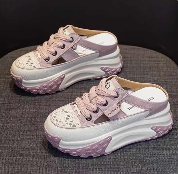 Fashion thick-soled height-enhancing half-slippers for women to wear as outerwear